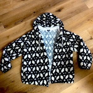 Peace Sign Furry Sweater (Pacsun)